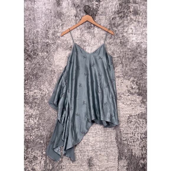 New Cinq a Sept Dress XS Womens Silk Satin Embroidered Asymmetrical Mini - Picture 3 of 10